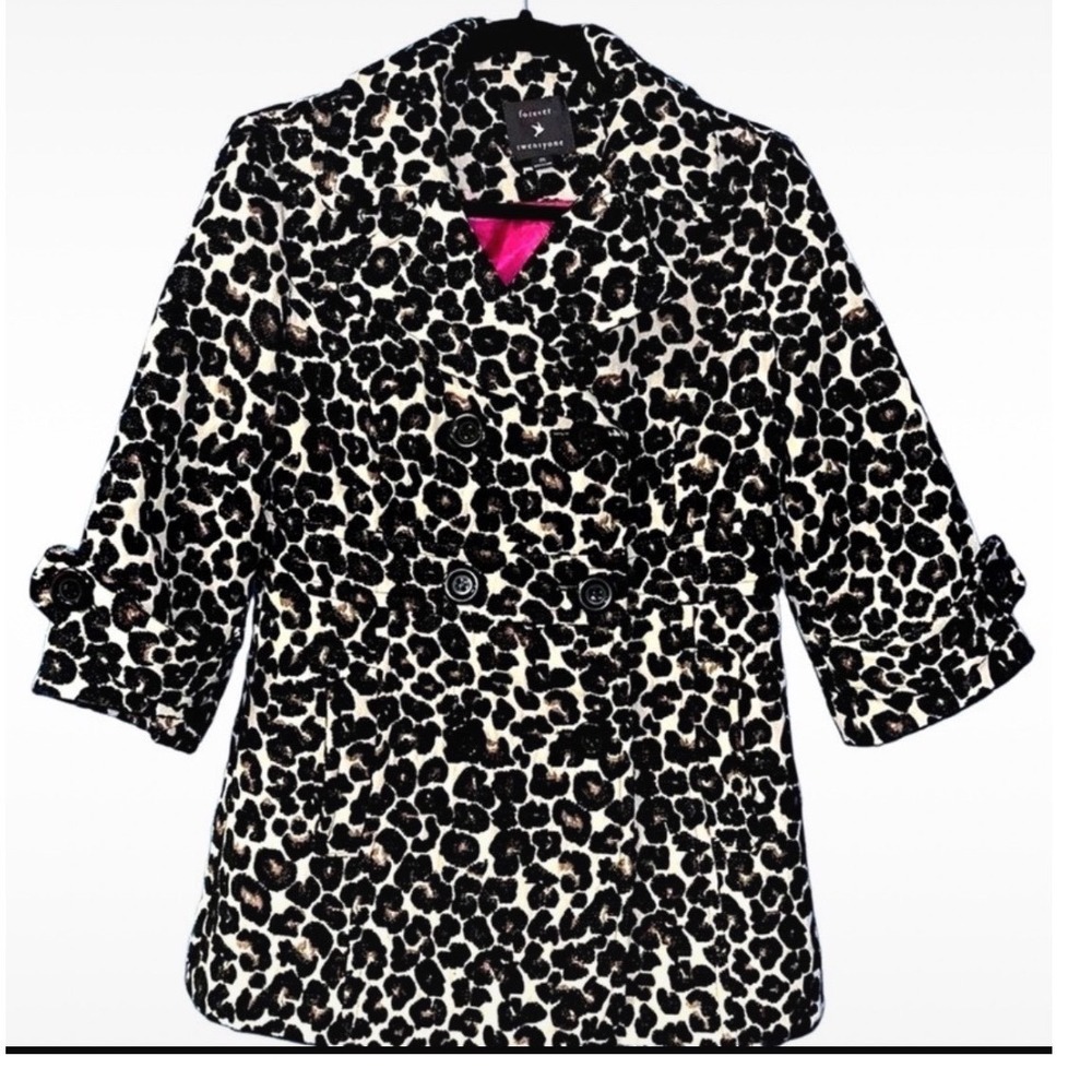 Forever 21 Leopard Print Double Breasted Blazer Jacket Women's Size Medium